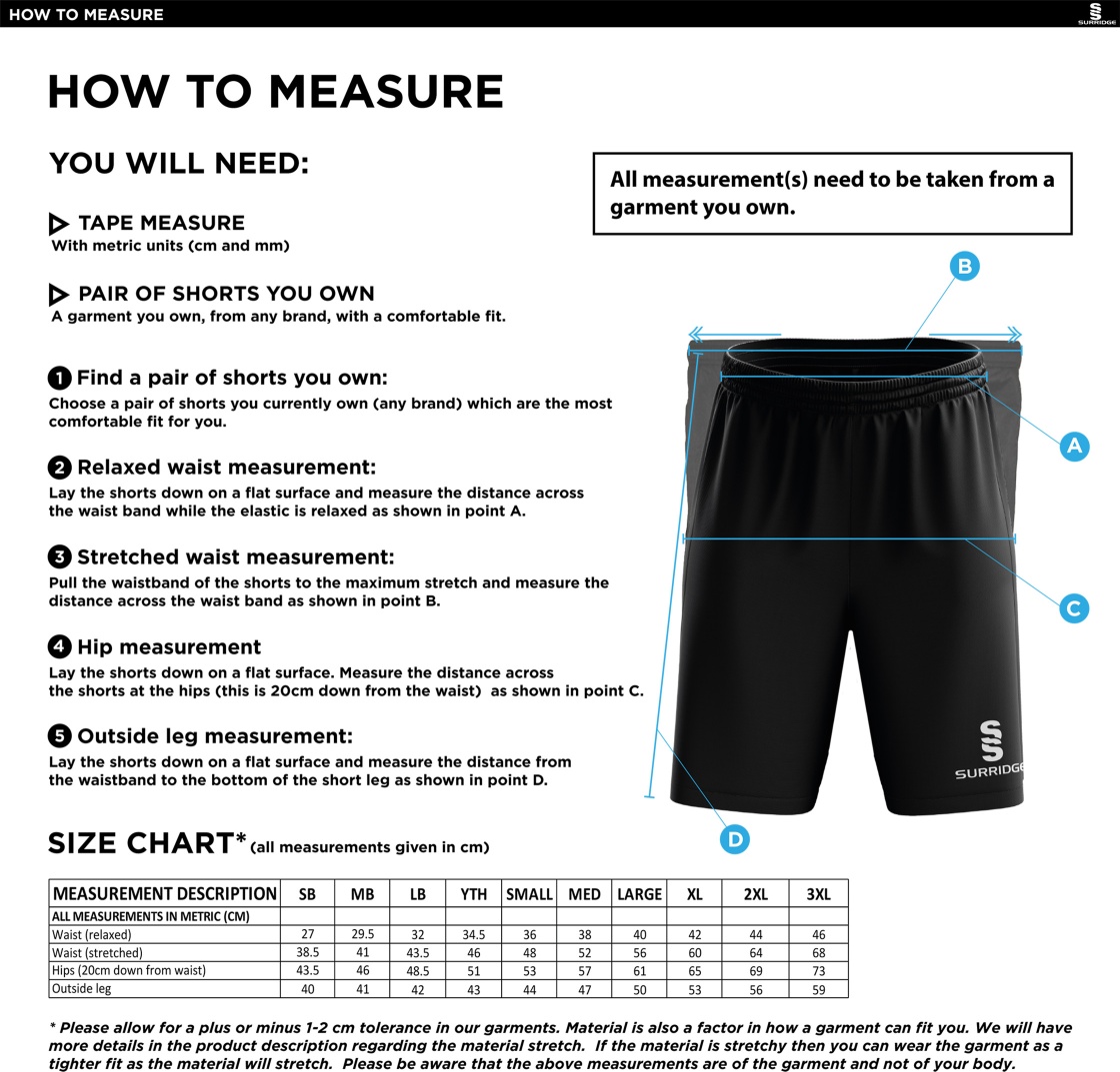 Dartford CC Blade Shorts - Size Guide
